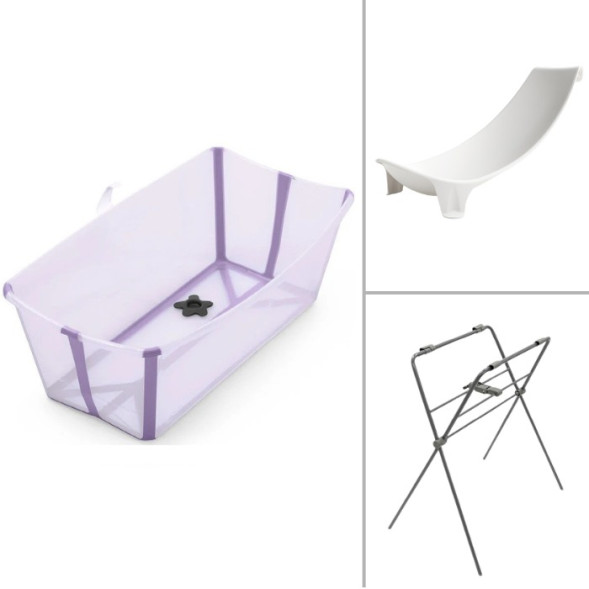 Baignoire bébé pliable Flexi Bath "Lavender" + Hamac + Support