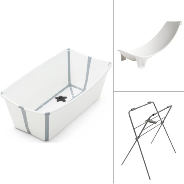 Baignoire bébé pliable Flexi Bath "Blanc" + Hamac + Support
