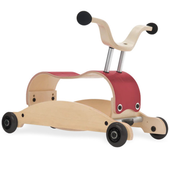Trotteur évolutif Mini-Flip 3 en 1 en bois "Framboise" (9 mois-3 ans)