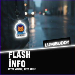 Porte-clé réfléchissant Lumibuddy "Chatstonaute" Rainette