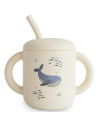 Tasse d'apprentissage avec paille en silicone "Baleines" Mushie