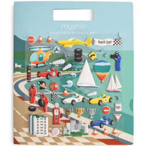 Livre de stickers réutilisables "Course de Voitures" Mushie