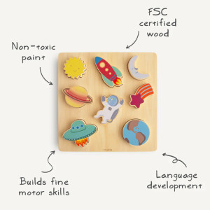Puzzle en bois "L'espace" (3 ans et +) Mushie