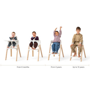 Chaise Haute évolutive 2-en-1 Steps "Blanc / Naturel" Stokke