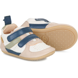 Chaussures pré-marche en cuir My Pre Basket Velcro "Blanc Bleu" Eazy Peazy