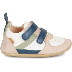 Chaussures pré-marche en cuir My Pre Basket Velcro "Blanc Bleu" Eazy Peazy
