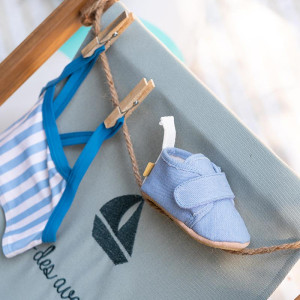 Chaussons bébé en denim My Chaussblu Velcro "Ciel" Easy Peasy