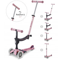 Trottinette 3 roues évolutive Mini2Grow 2.0 LED "Rose Poudré" (1-6 ans) Micro