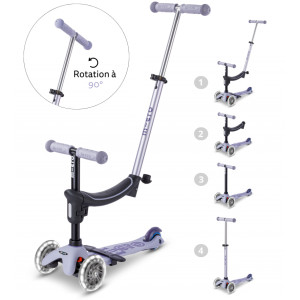 Trottinette 3 roues évolutive Micro Mini2Grow 2.0 LED "Lavande" (1-6 ans)