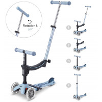 Trottinette 3 roues évolutive Micro Mini2Grow 2.0 LED "Bleu Ardoise" (1-6 ans)