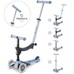 Trottinette 3 roues évolutive Micro Mini2Grow 2.0 LED "Bleu Ardoise" (1-6 ans)