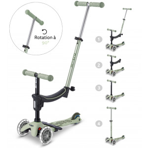 Trottinette 3 roues évolutive Micro Mini2Grow 2.0 LED "Vert Sauge" (1-6 ans)