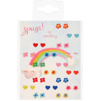 Boucles d'oreilles autocollantes "Fleurs et Coeurs" (19 paires)