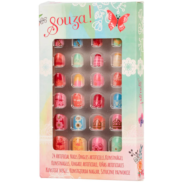 Faux-ongles enfant "Fleurs" (24 pièces)