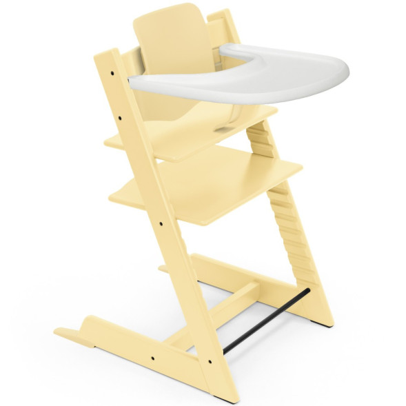 Chaise Haute Tripp Trapp "Lemon Yellow" en bois de hêtre + Baby Set + Plateau