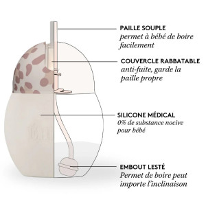Tasse bébé à Paille lestée en silicone Coconut "Sauge" 