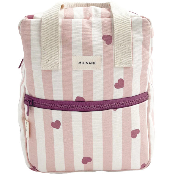 Cartable / Sac à dos bébé (27 cm) en coton Noé "Candy Cane"