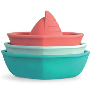 Bateaux de bain en silicone "Menthe" (x3) Little L