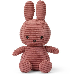 Peluche Miffy en velours côtelé  (23 cm) Eco "Vieux Rose" Bon Ton Toys