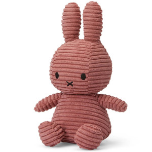 Peluche Miffy en velours côtelé  (23 cm) Eco "Vieux Rose" Bon Ton Toys