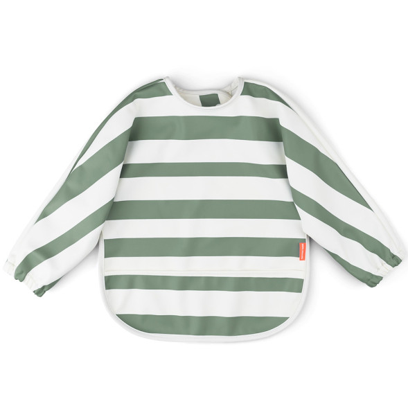 Bavoir manches longues imperméable (6-18 mois) "Rayures Vertes"