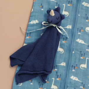 Doudou plat en tricot coton bio "Dino"