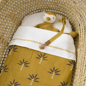 Doudou plat en tricot coton bio "Pingouin"