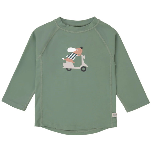 T-shirt bébé anti-UV manches longues "Scooter Chien Vert" Lassig