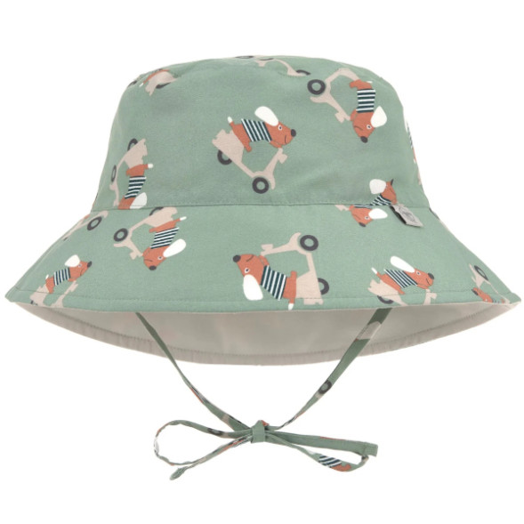 Bob bébé anti-UV réversible "Scooter Chien Vert"