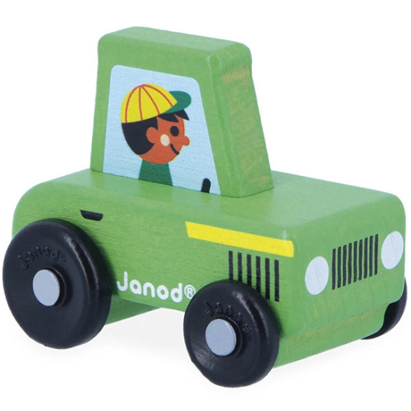 Voiture Cross Roads en bois "Tracteur Vert" (1-3 ans)
