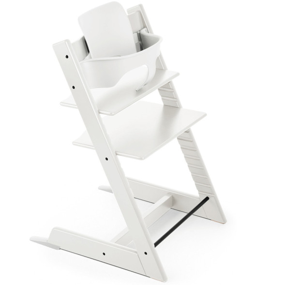 Chaise Haute Tripp Trapp "Blanc" en bois de hêtre + Baby Set