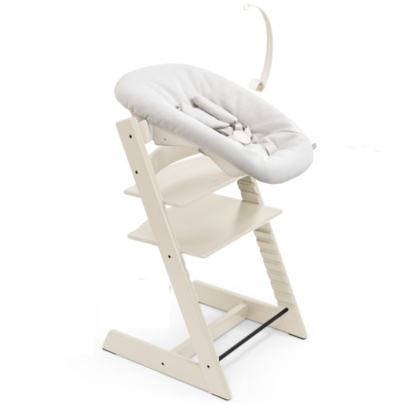 Chaise Haute Tripp Trapp "Blanc Vanille" en bois de hêtre + Set Nouveau-Né