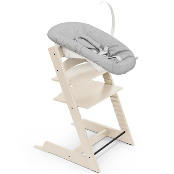 Chaise Haute Tripp Trapp "Blanchi" en bois de hêtre + Baby Set + Plateau