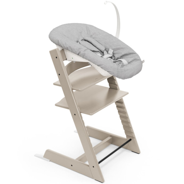Chaise Haute Tripp Trapp "Gris Cashmere" en bois de hêtre + Baby Set + Plateau