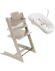 Chaise Haute Tripp Trapp "Gris Cashmere" en bois de hêtre + Baby Set + Set Nouveau-né