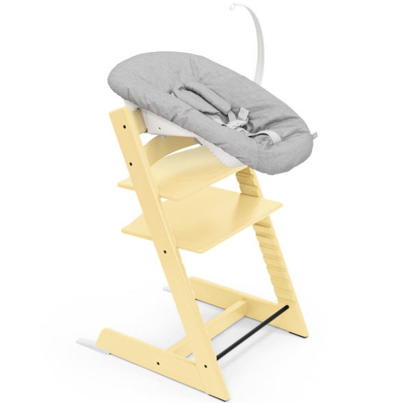 Chaise Haute Tripp Trapp "Lemon Yellow" en bois de hêtre + Baby Set + Plateau