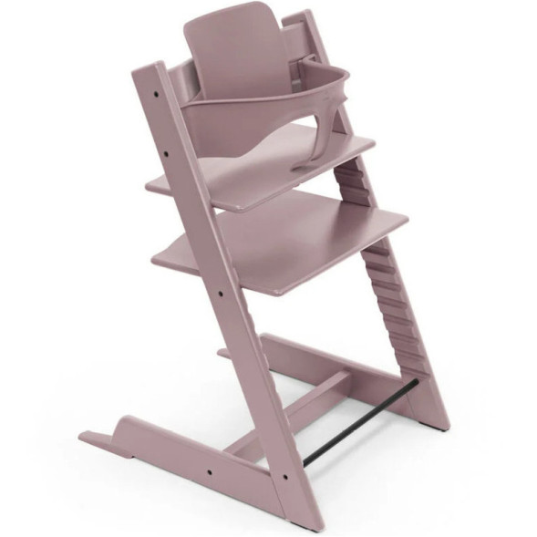 Chaise Haute Tripp Trapp "Mauve Bruyère" en bois de hêtre + Baby Set