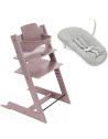 Chaise Haute Tripp Trapp "Mauve Bruyère" en bois de hêtre + Baby Set + Set Nouveau-né