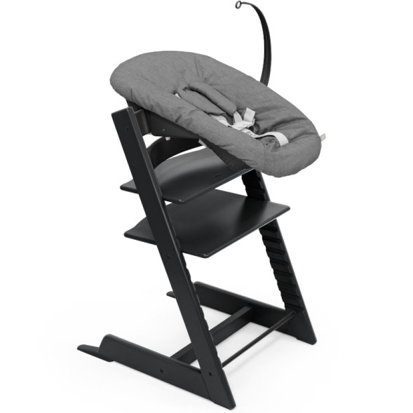 Chaise Haute Tripp Trapp "Noir" en bois de hêtre + Set Nouveau-né