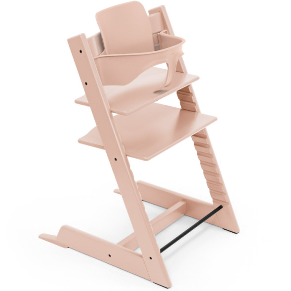 Chaise Haute Tripp Trapp "Rose Serein" en bois de hêtre + Baby Set