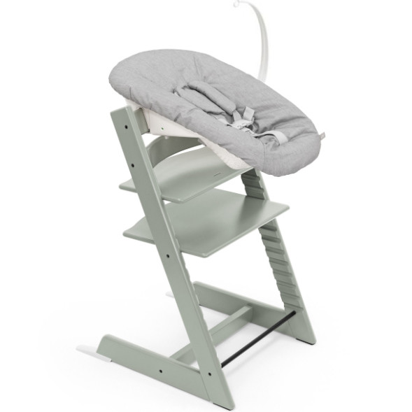 Chaise Haute Tripp Trapp "Vert Glacier" en bois de hêtre + Set Nouveau-né