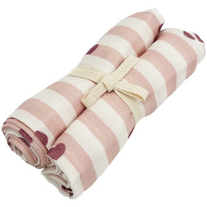 2 petits langes en gaze de coton Gaspard "Candy Cane" (70x70 cm)