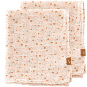 2 petits langes en mousseline de coton bio "Garden Flowers" (70x60) Fresk