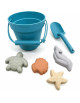 Jeux de plage en silicone (seau, pelle et 4 moules) "Bleu"