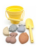 Jeux de plage en silicone (seau, pelle et 4 moules) "Jaune"