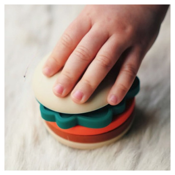 Jouet d'éveil en silicone "Le Burger Empilable" (12 mois et +)