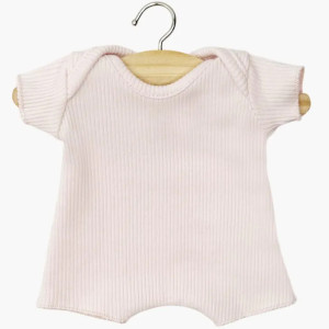 Body shorty en maille côtelée "Rose pastel" pour poupon Babies Minikane