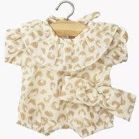 Barboteuse Eva et son headband "Feline" pour poupon Babies Minikane