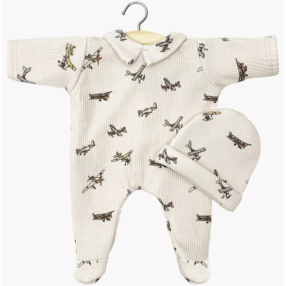 Babies - Combinaison Dors bien Corentin et son bonnet "Petits Avions" pour poupée Babies
