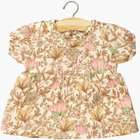 Robe Faustine à manches ballons "Indienne rosée" pour poupon Babies Minikane